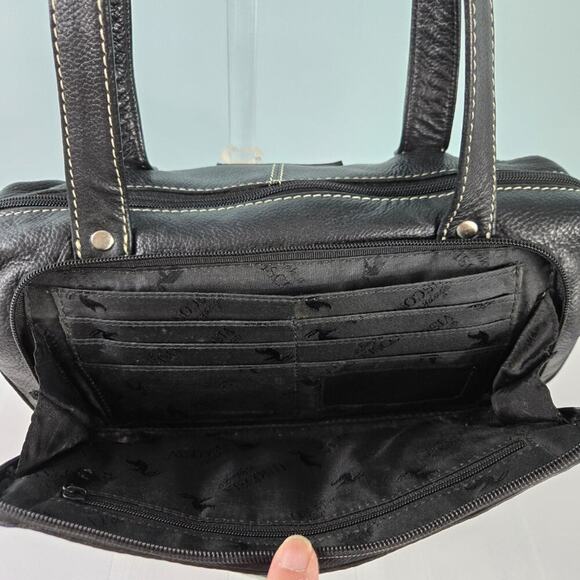 Sophia Visconti Pebble Leather Shoulder Strap Purse Satchel with White Stitching - Picture 4 of 9